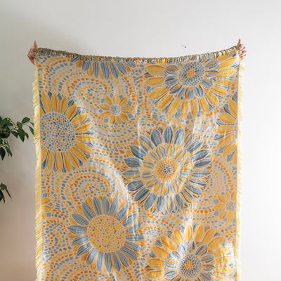 Jacquard Throw Wildflower Blue & Yellow 130x160cm