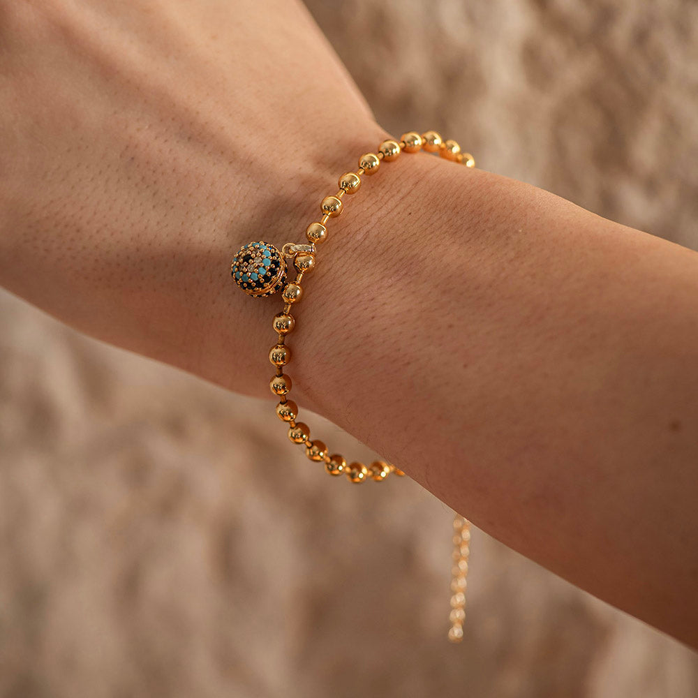 Bracelet Brass With Evil Eye Charm