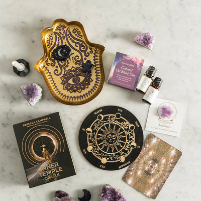 Hamsa Plate Gold & Plum 21x17x3cm