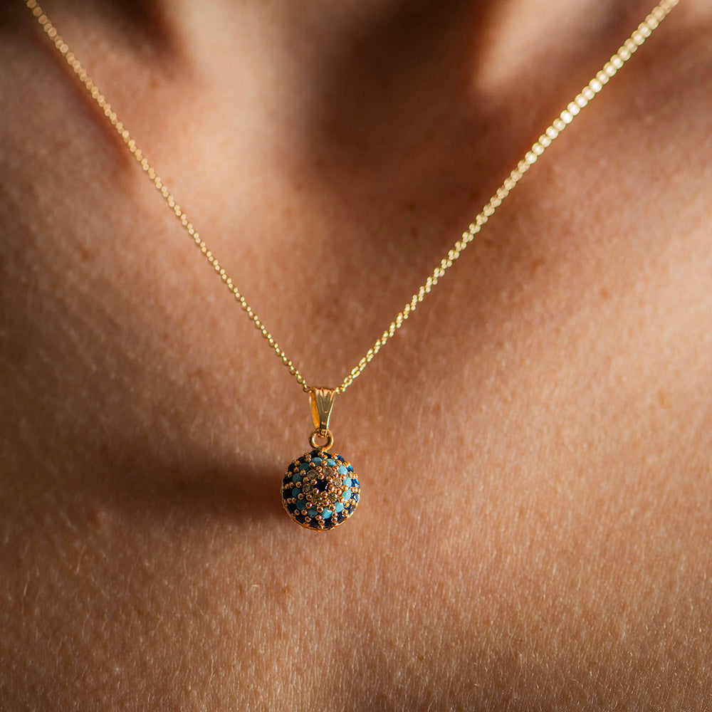 Necklace Brass With Evil Eye Charm