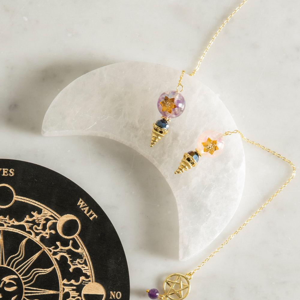 White Selenite Round Charging Plate Lunar