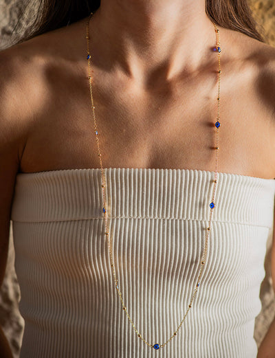 Necklace Brass With Small Evil Eyes