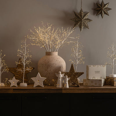 Ceramic Star Statue with LED White 13cm