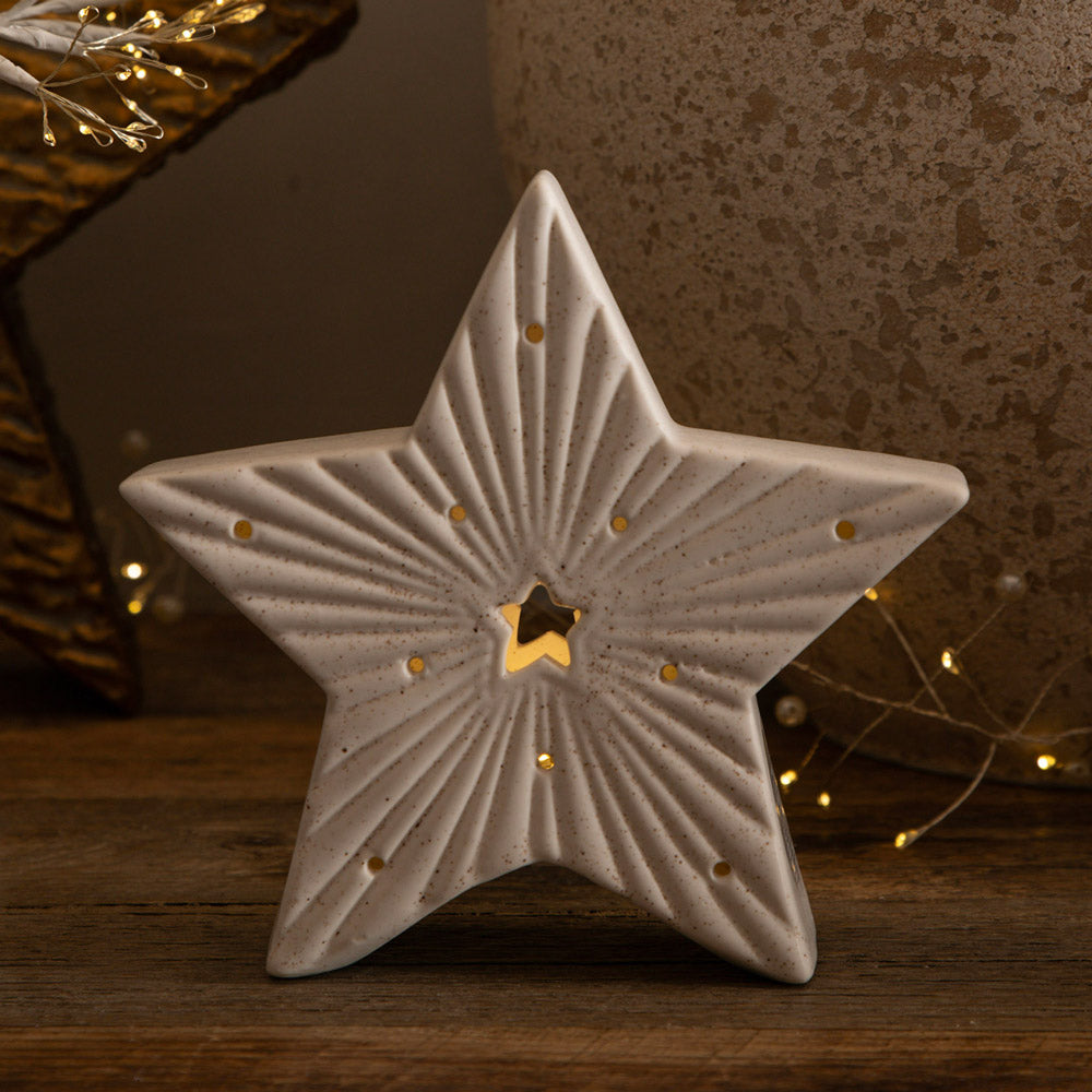 Ceramic Star Statue with LED White 13cm
