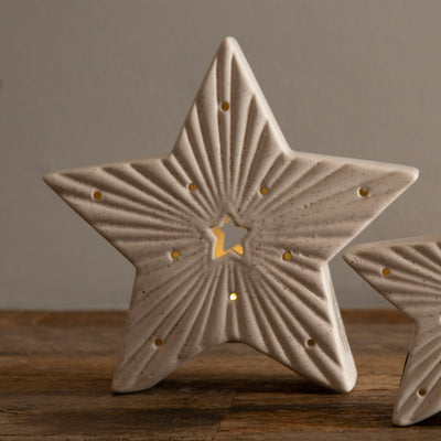 Ceramic Star Statue with LED White 18x17cm