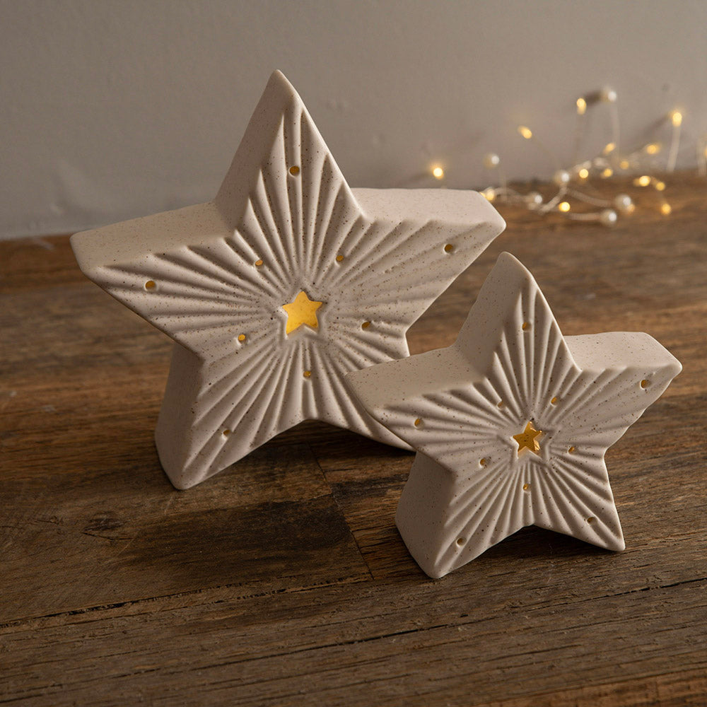 Ceramic Star Statue with LED White 13cm