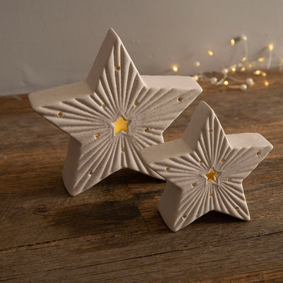 Ceramic Star Statue with LED White 13cm