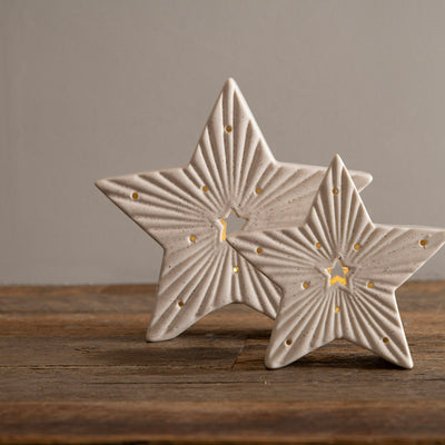 Ceramic Star Statue with LED White 13cm