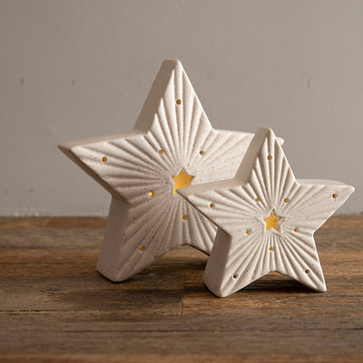 Ceramic Star Statue with LED White 13cm