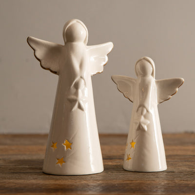 Ceramic Angel Statue White 14x9cm