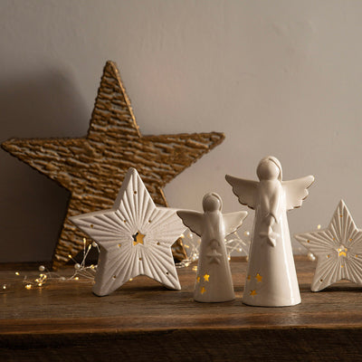 Ceramic Angel Statue White 19x11cm