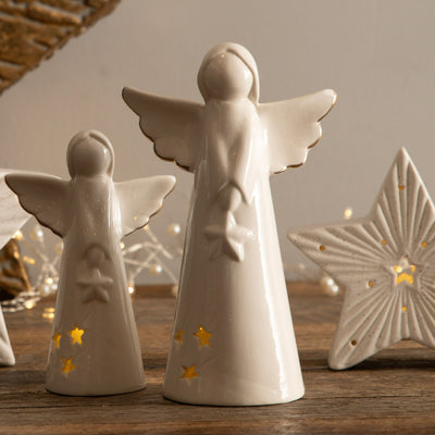 Ceramic Angel Statue White 19x11cm