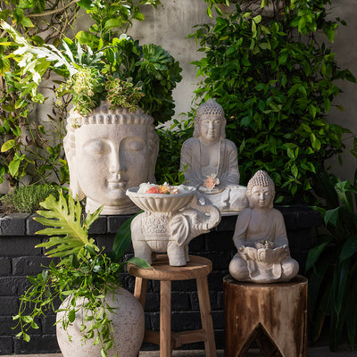 Elephant with Dish Statue Sandstone 30x40cm