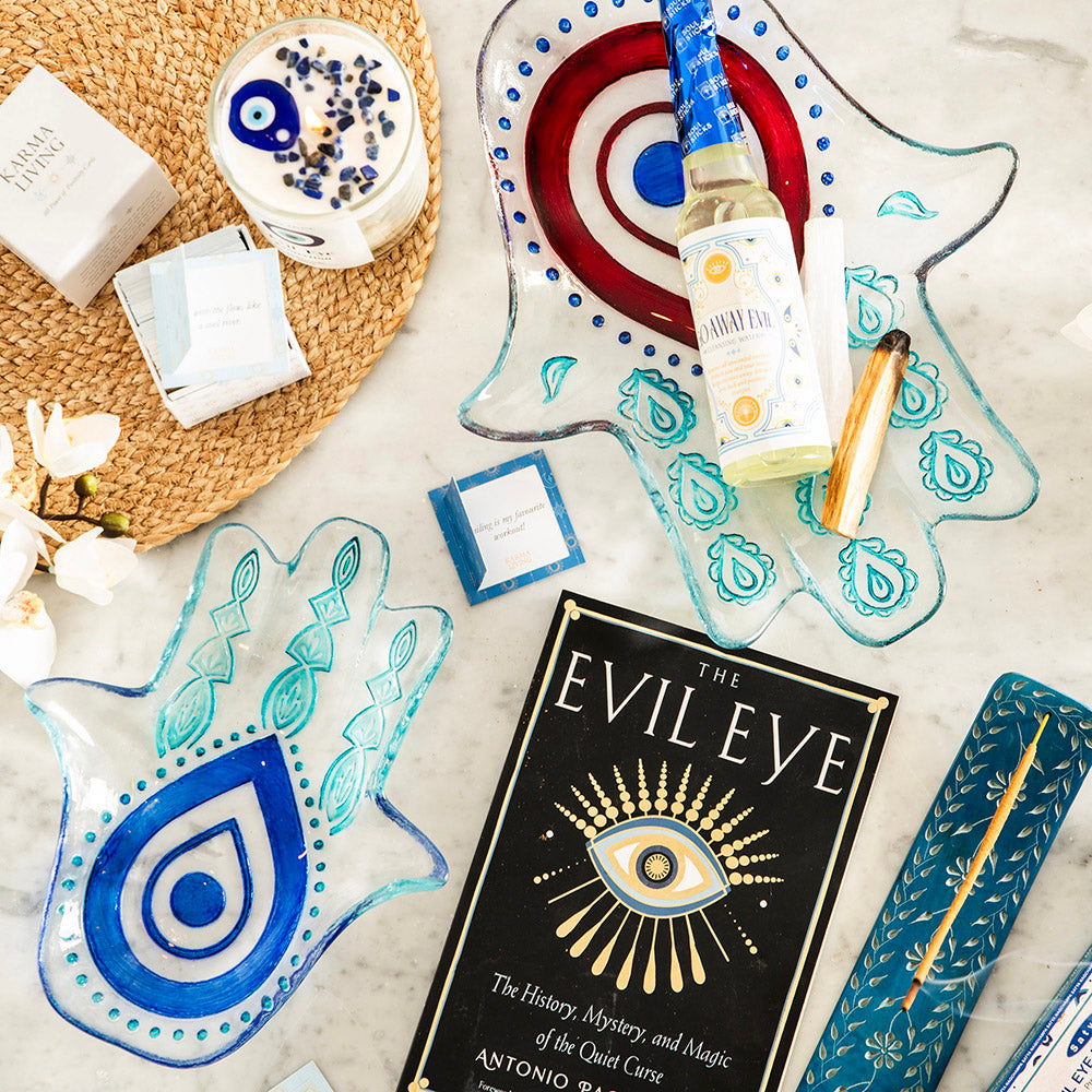 Hamsa Plate Red & Turquoise 32cm