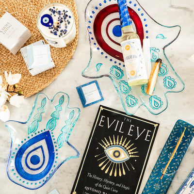 Hamsa Plate Red & Turquoise 32cm