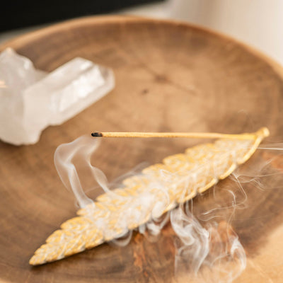 Gold Leaf Incense Holder Resin 22cm