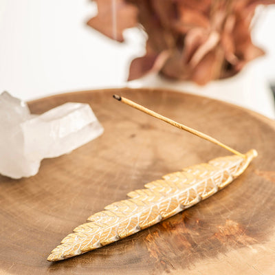 Gold Leaf Incense Holder Resin 22cm