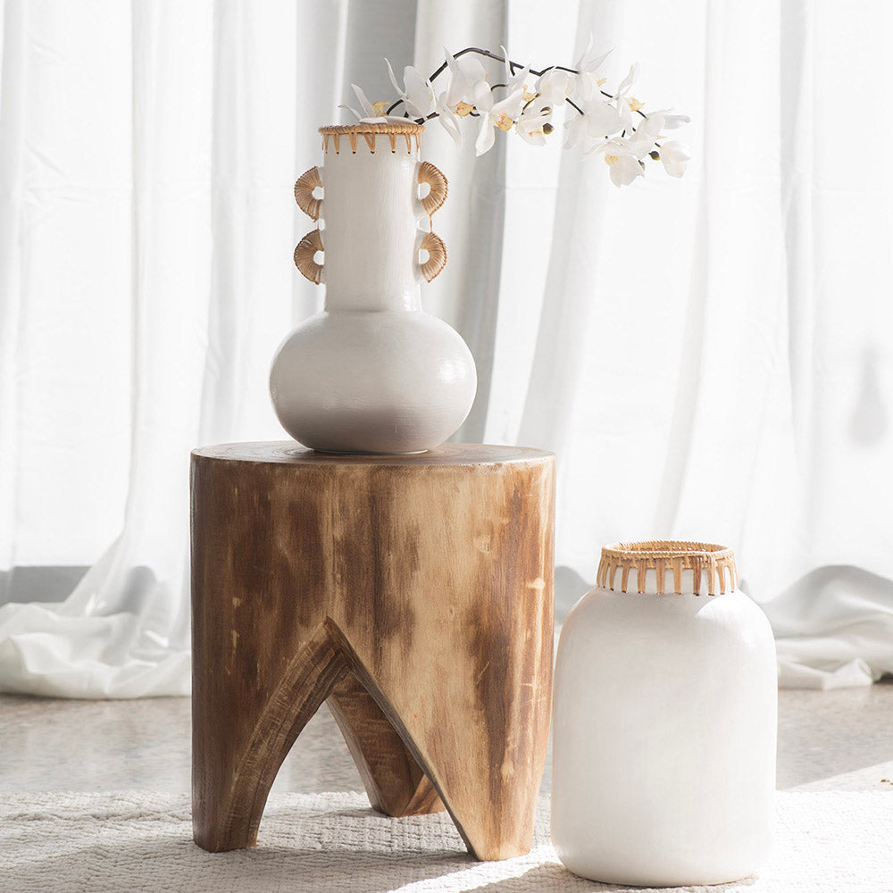 Kole Terracotta Vessel Natural & White 31x20cm