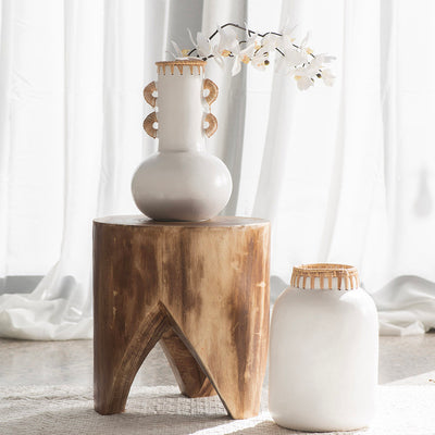 Oi Terracotta Vessel Natural & White 31x20cm