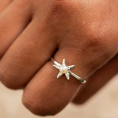 RING S/S Starfish Freshwater Pearl (Size 7)