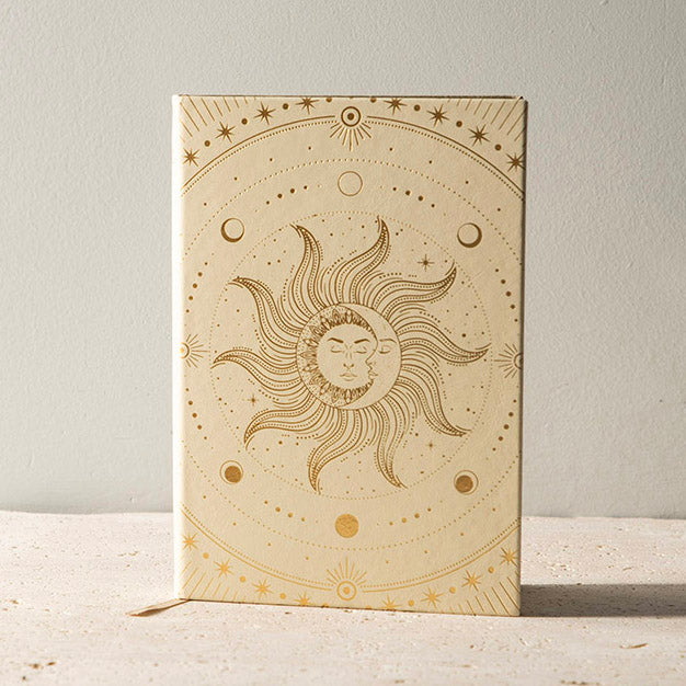 Faux Leather Journal Cream Sun & Moon