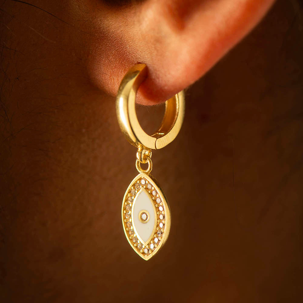 Evil Eye Earings CZ Silver Gold Coated