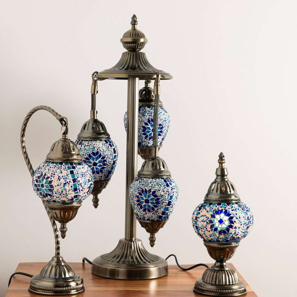 Mosaic Table Lamp Blue 56x26cm