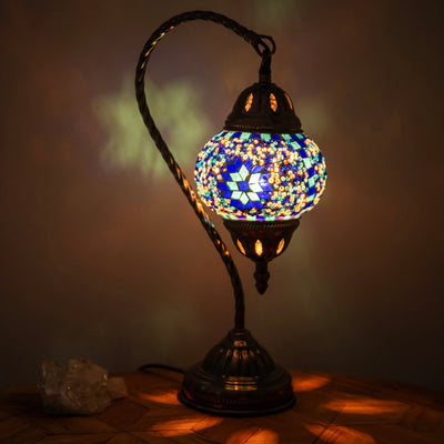 Mosaic Table Lamp Blue 37x21cm