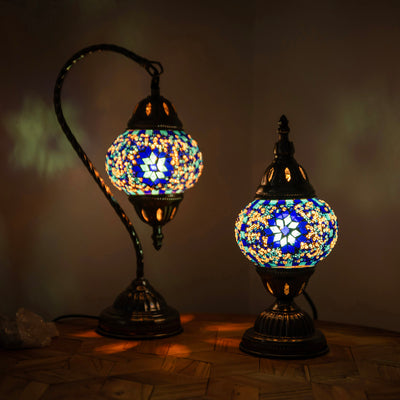 Mosaic Table Lamp Blue 37x21cm