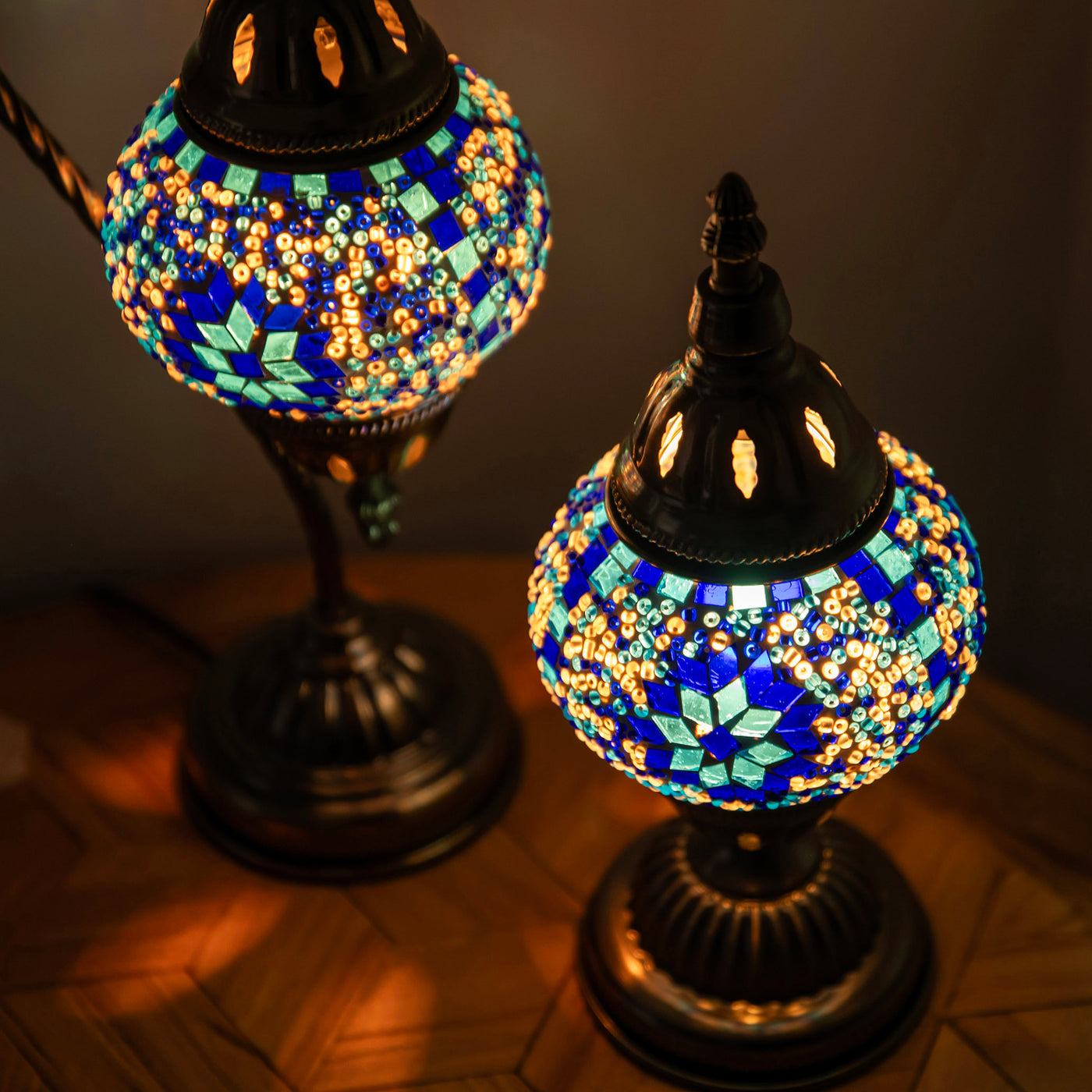 Mosaic Table Lamp Blue 37x21cm