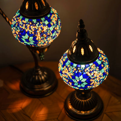Mosaic Table Lamp Blue 28x14cm