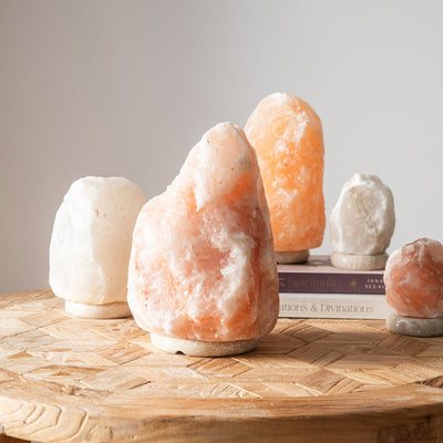 SALT LAMP USB 12cm Crystal Natural Marble Base 500-600g