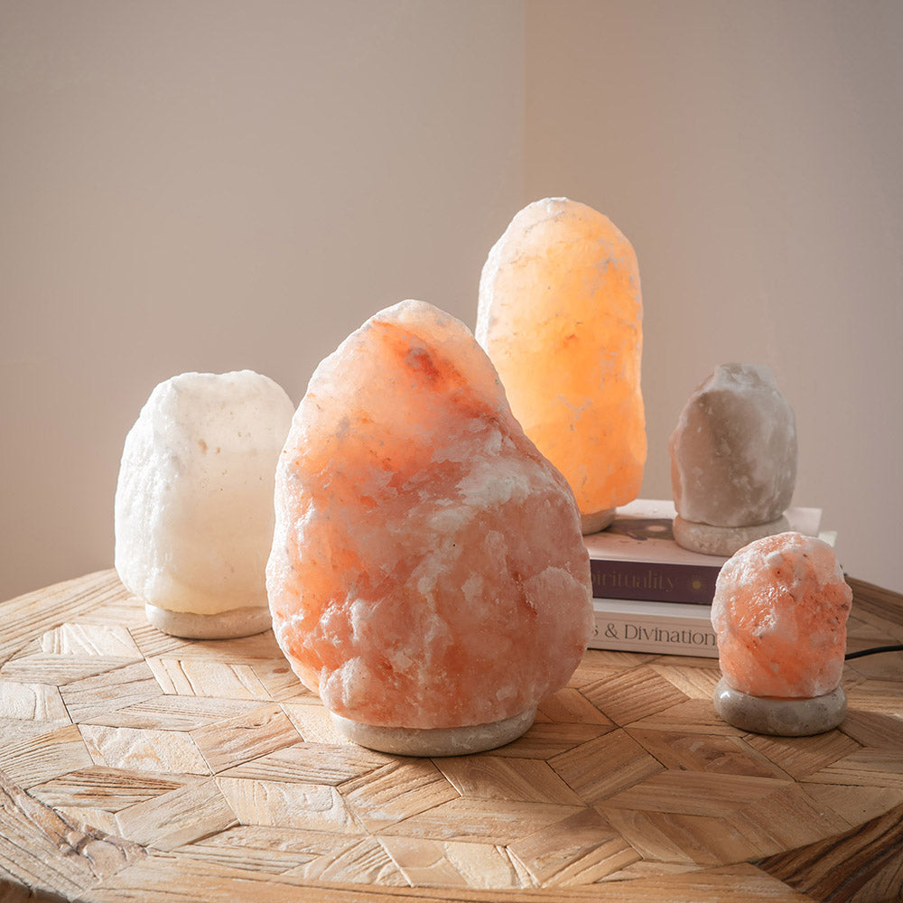 SALT LAMP USB 12cm Crystal Natural Marble Base 500-600g