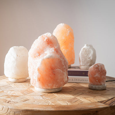 SALT LAMP USB 12cm Crystal Natural Marble Base 500-600g