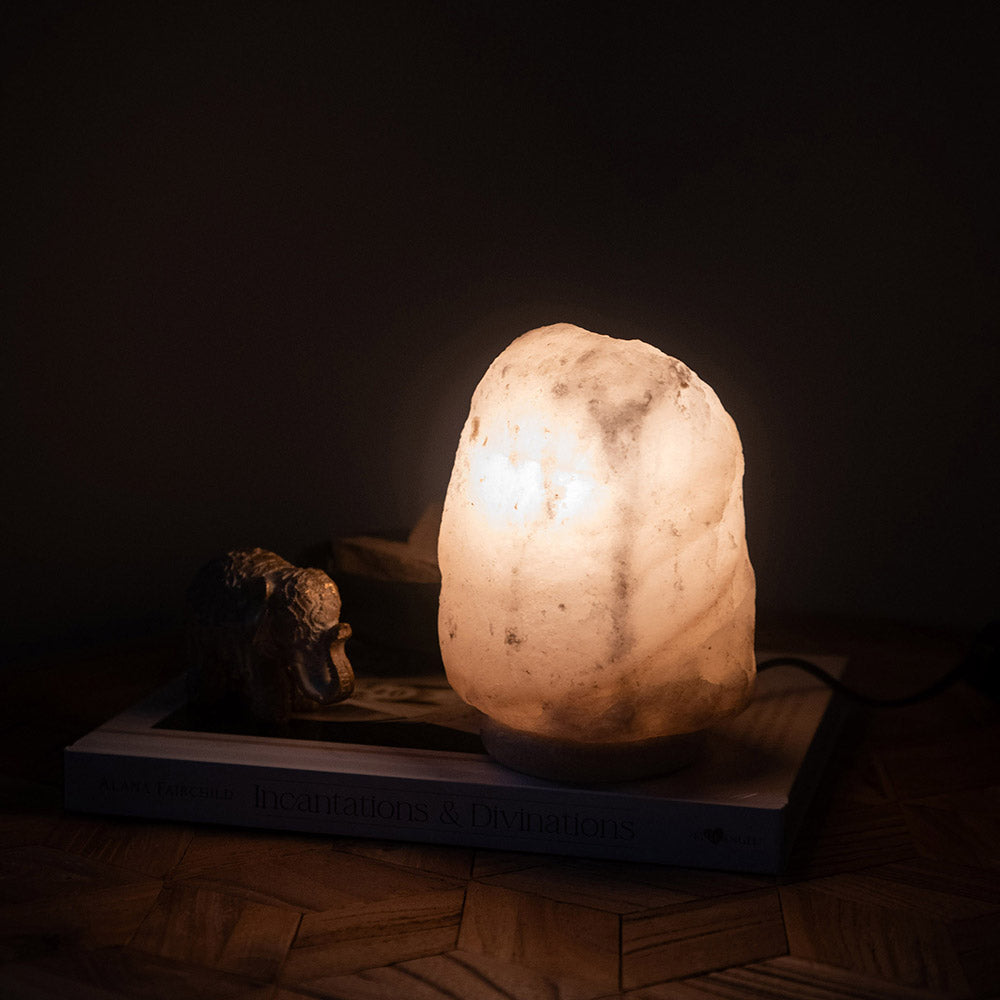 SALT LAMP USB 12cm Crystal Natural Marble Base 500-600g