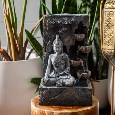 Buddha & Pots Water Fountain Grey 26x44cm