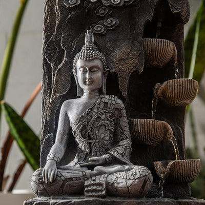 Buddha & Pots Water Fountain Grey 26x44cm