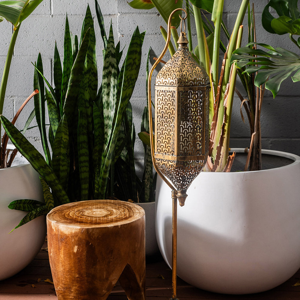 Metal Hanging Lantern Gold 108cm