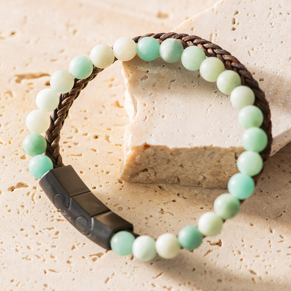 Men's Bracelet Leather with Beads
