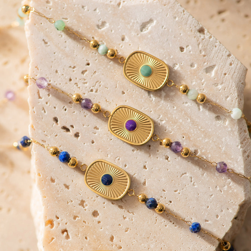 Sun & Crystal Gold Plated Bracelet