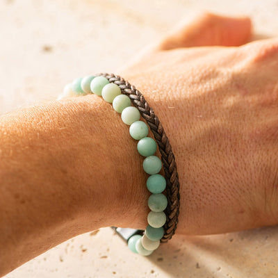 Men's Bracelet Leather with Beads