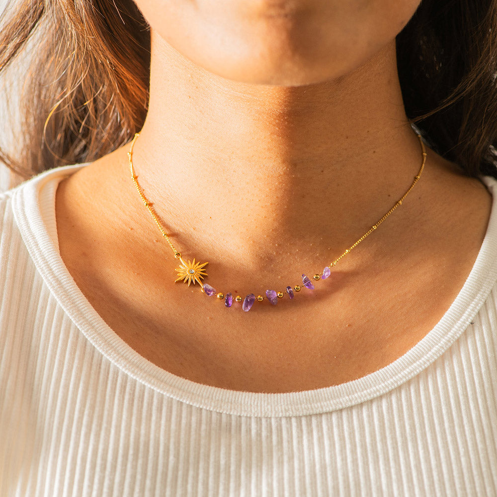 NECKLACE Amethyst + Gold & Star