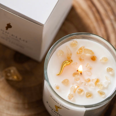 Crystal Infused Soy Candle Cornicello