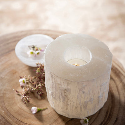 Selenite Tealight Holder 10x10cm