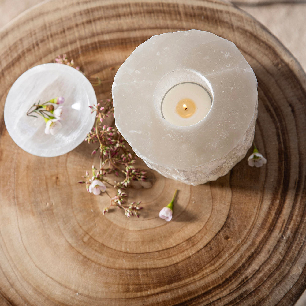 Selenite Tealight Holder 10x10cm