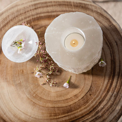 Selenite Tealight Holder 10x10cm