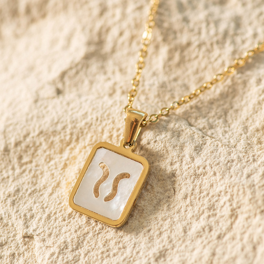 Zodiac Gold Plated Necklace with Shell Inlay