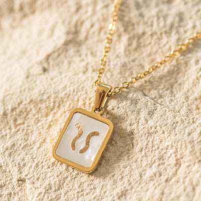 Zodiac Gold Plated Necklace with Shell Inlay
