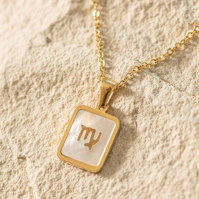 Zodiac Gold Plated Necklace with Shell Inlay