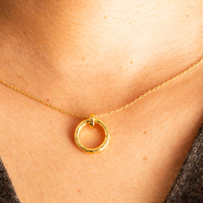 Hammered Charm Necklace Gold Plated
